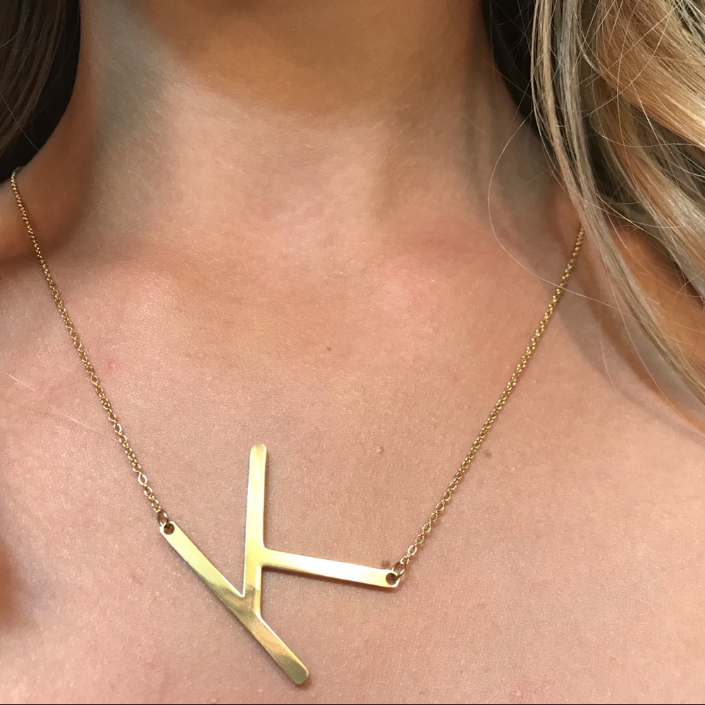 Gold K Letter Necklace
